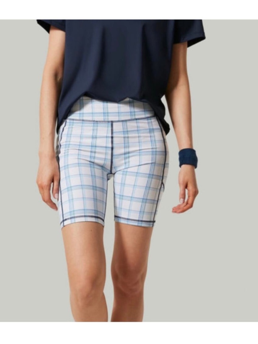 Tuckernuck Light Blue Plaid Bike Shorts